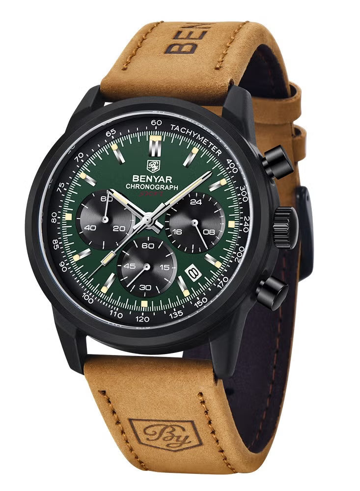 Watches for Men Luxury Quartz Water Resistant Watch Men's Chronograph Genuine