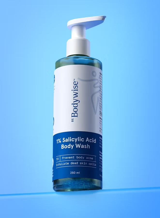Be Bodywise 1% Salicylic Acid Body Wash Shower Gel | Prevents Body Acne, Bumpy skin, Exfoliates & Deep cleanses skin | Paraben & SLS free | Suitable for all skin types | 250ml