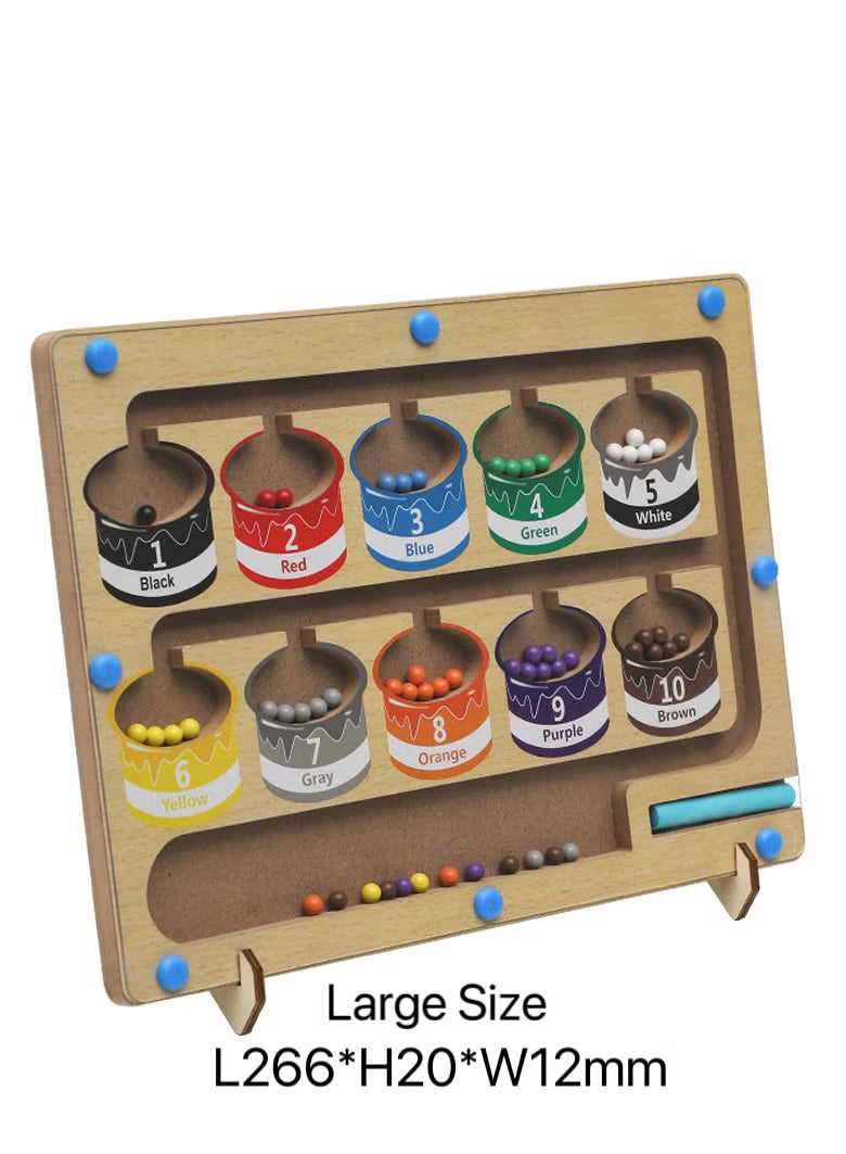 Magnetic Color and Number Maze Wooden Sorting and Counting Board Montessori Matching Toys Magnet Puzzle Game For Preschoolers Kids Boys Girls Ages 3+