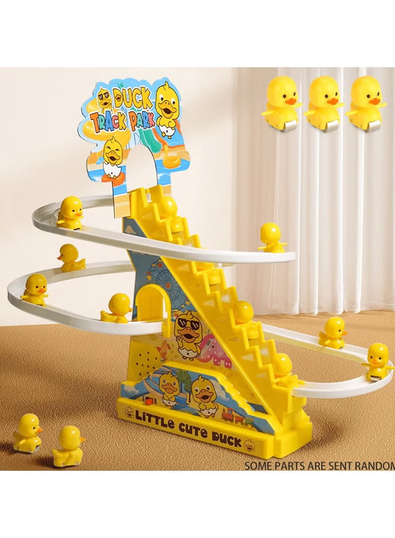 Interactive Duck Climbing Stairs Toy - Automatic Stair Climbing Ducks with LED Lights & Music, USB/Battery Power - Perfect for Kids 3+ to Enhance Cognitive Skills and Motor Coordination