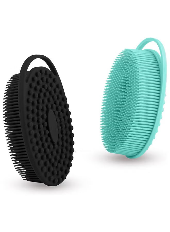 2 Pieces Silicone Body Scrubber, Exfoliating Brush, 2 In 1 Bath And Shampoo Brush, Scalp Massager, Lathers Well, Long Lasting, Easy To Clean,And More Hygienic Than Traditional Loofah